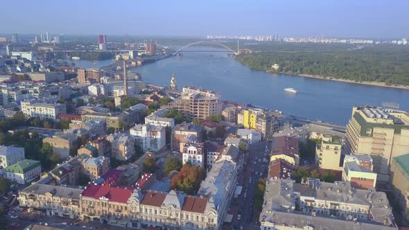 Aerial View of Old Podil District of Kiev Ukraine