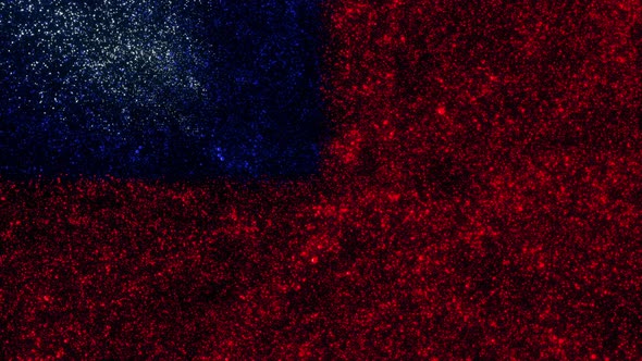 Taiwan Flag With Abstract Particles