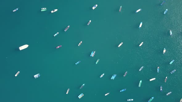 Aerial of Boats in Ocean Bay alt