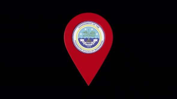 3D Rotating Pin Icon Animation With Federated States Of Micronesia  Coat Of Arms   Alpha Channel 4K alt