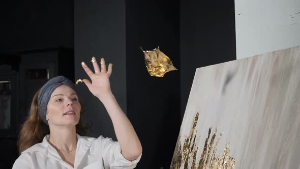 Gold Leaf Falling in Slow Motion alt