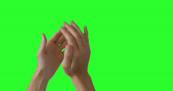 Isolated Man Clapping hands and Showing Applause Sign Symbol. Green Screen Compositing.  alt