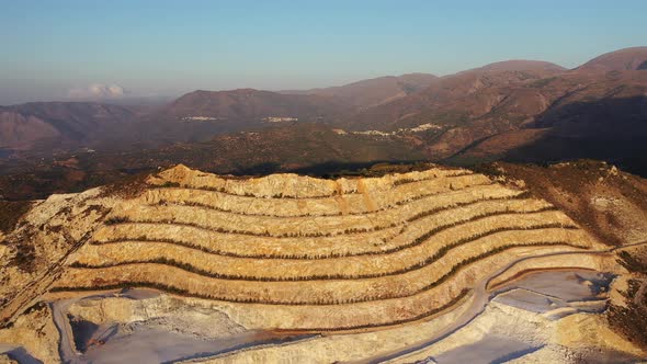 Aerial View of a Gypsum Quarry Mine on the Coast of Crete, Greece