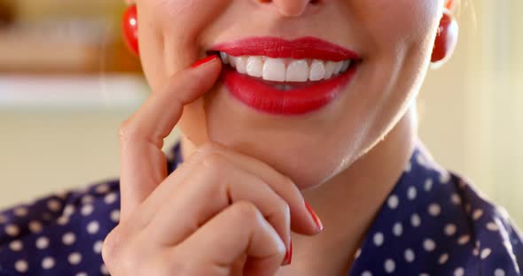 Smiling woman looking at camera 4k alt