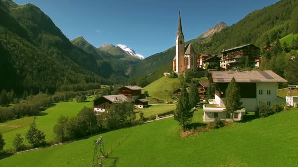 Church of St Vincent in the Alps, aerial footage