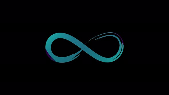 Animated infinity symbol with a blue glow. Abstract Neon Glowing Infinity. On a black background.