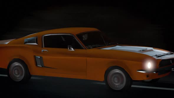 Orange Car Driving at Night