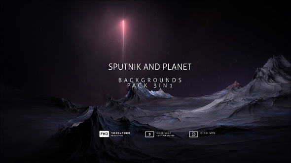 Sputnik And Planet | Cosmos Backgrounds Pack 3in1