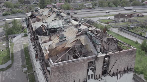 Ukraine  Building Destroyed By the War in Stoyanka Bucha District alt