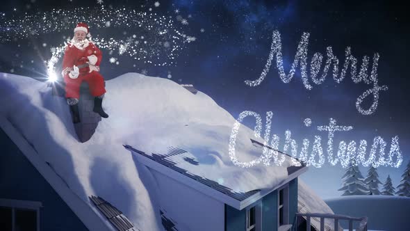 Santa claus sitting on a chimney alt