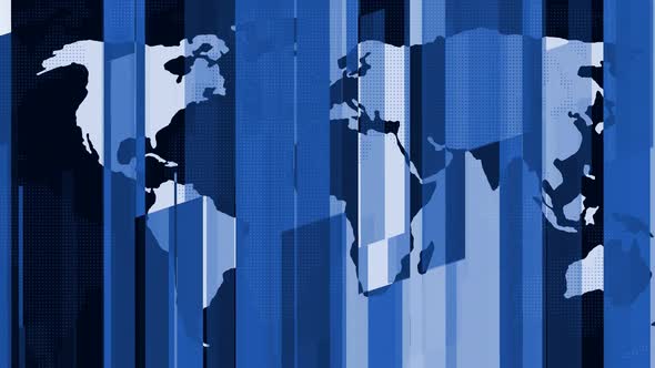 Blue Color World Map Technology Animated Background