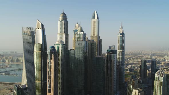 Aerial view of Dubai financial district, United Arab Emirates. alt