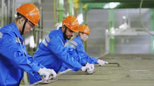 Factory brigade leveling concrete panel