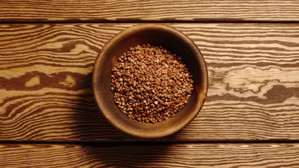 Buckwheats Fill A Wooden Dish