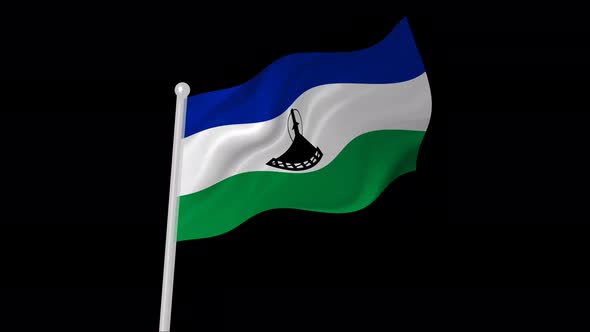 Lesotho Flag Flying Animated Black Background alt