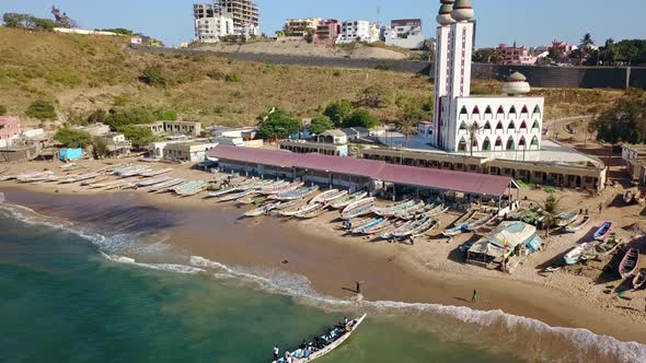 Overview Of Small Fishing Village And Its Divinity Mosque On The Coast Of Dakar Senegal Africa alt