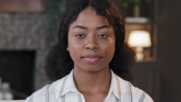 Close Up Female Portrait Indoors African 20s Student Girl 30s Millennial Woman Wife Girlfriend alt