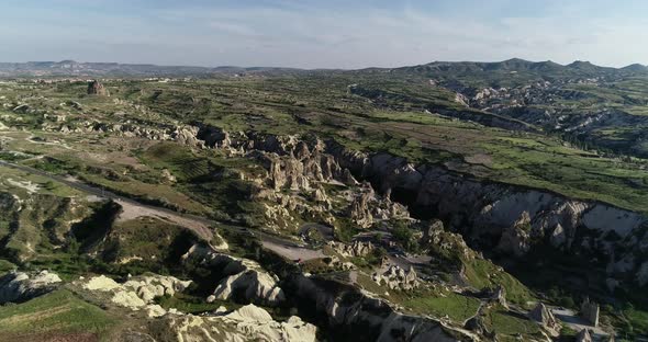 Cappadocia Hills And Towers Aerial View 