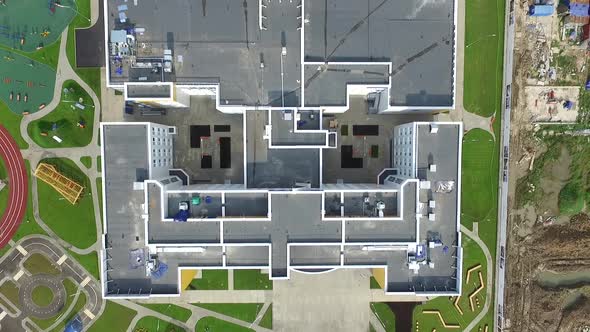 the exterior of the new modern school in the modern residential district,exterior alt