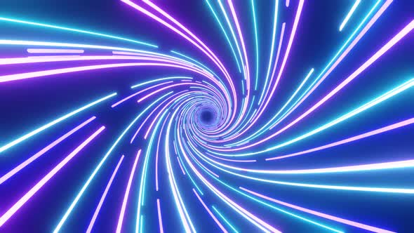Neon Lines Time and Space Warp Wormhole, Science Fiction Background