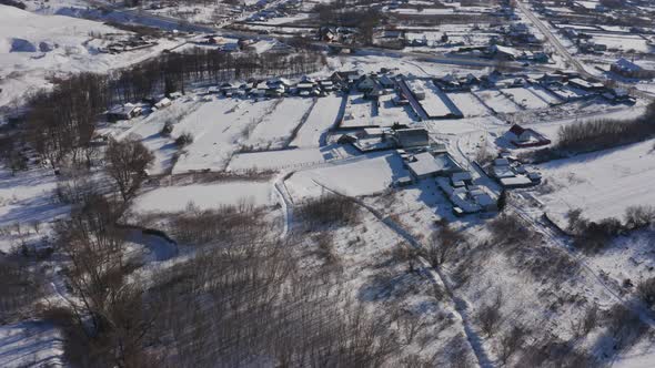 An Ordinary Russian Village on a Bright Sunny Winter Day