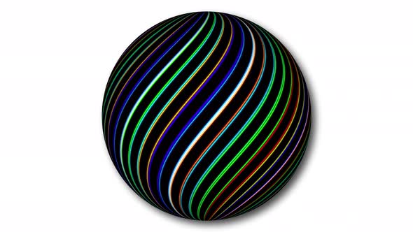 Stripy line sphere isolate on white background. Animated sphere. A 02