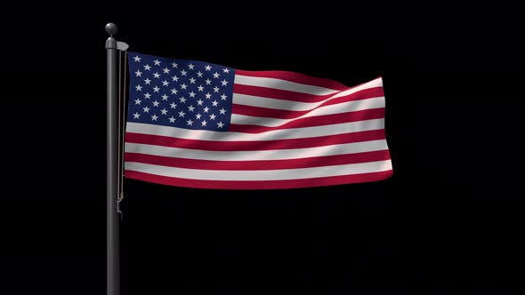 United States Of America  Flag On A Flagpole With Alpha Channel 4K alt