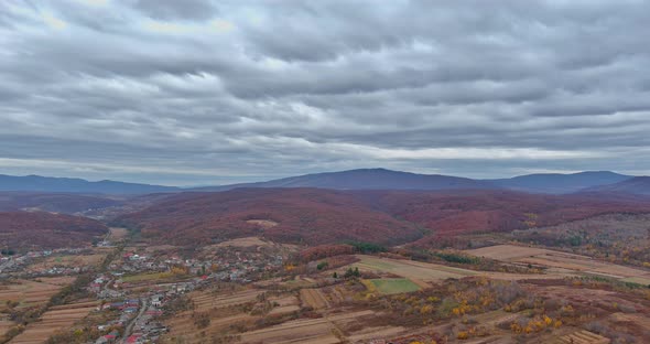 Aerial Top View Amazing Panoramic Village Mountain Landscape alt
