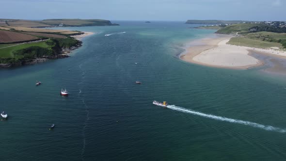 Rock To Padstow Ferry River Camel Cornwall Coastline Aerial Landscape