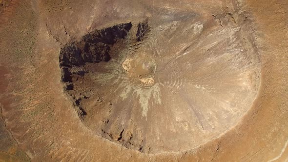 Aerial view of the volcano crater in Caldera de Gairia at Fuerteventura. alt