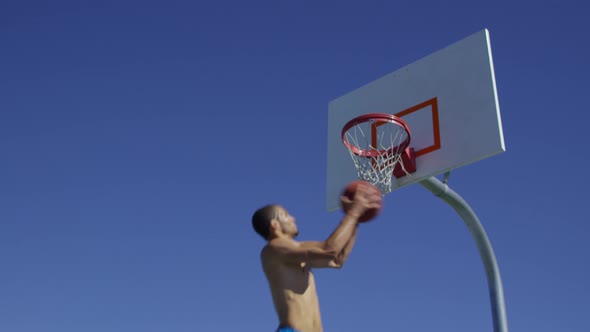 Slow motion basketball slam dunk