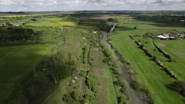 River Avon North Evesham Country Park Aerial Landscape Spring Season