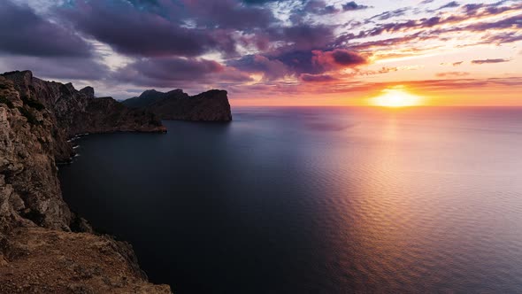 Formentor, Spain, Timelapse - The shore of Formentor at Sunset