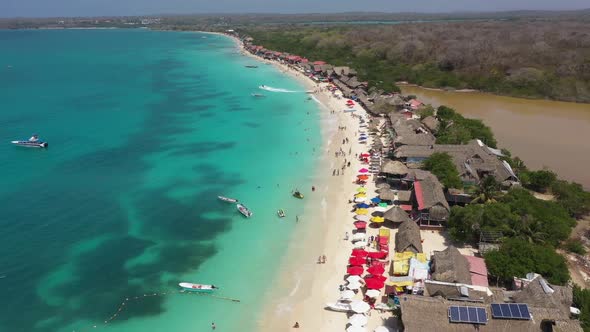 Beautiful Playa Blanca or White Sand Beach Cartagena Colombia Aerial View