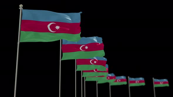 Azerbaijan  Row Flag With Alpha