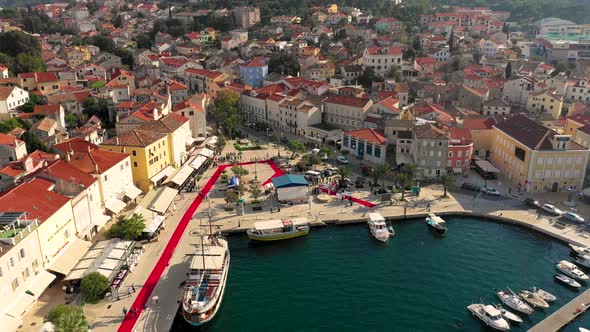 Aerial view of Veli Losinj bay during the day, Croatia. alt