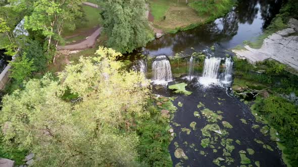 Aerial Landscape of the Keila Waterfall Estonia Located on Keila River in Harju County. A Full 6 Met alt