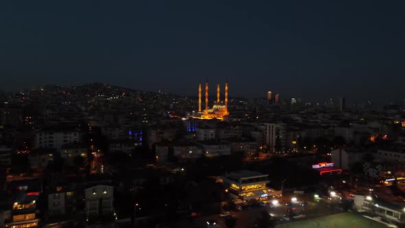 Aerial View Mosque at Night alt