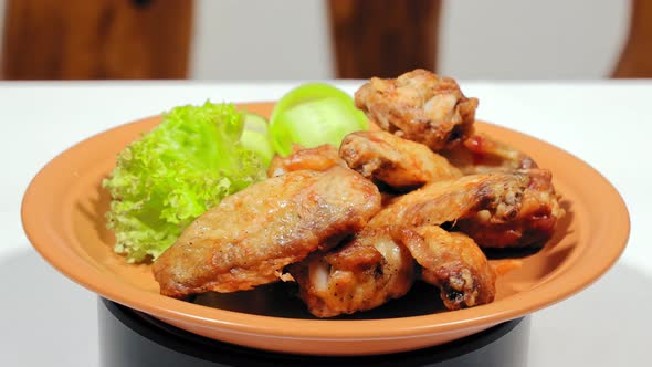 Fried Chicken Wings on a Plate Rotate alt