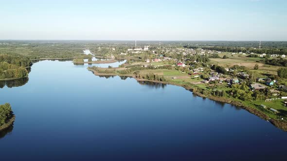 Flight Over Beautiful Lakes Near The Village Of Ostrovno alt