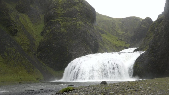 Iceland. Picturesque summer scene with amazing Icelandic waterfall. alt