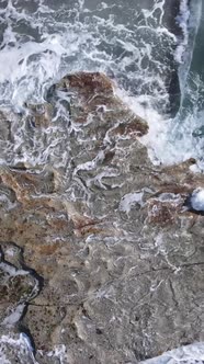 Vertical Video Sea Near the Coast  Closeup of the Coastal Seascape alt