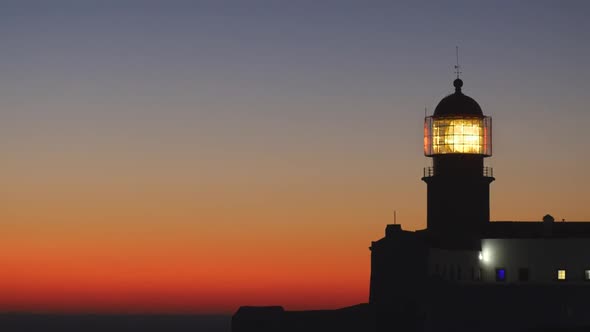Lighthouse in the Evening Just After Sunset. Cape St. Vincent, Portugal alt