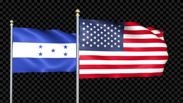 Honduras And United States Two Countries Flags Waving alt