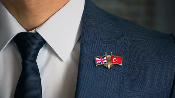 Businessman Friend Flags Pin United Kingdom Turkey alt