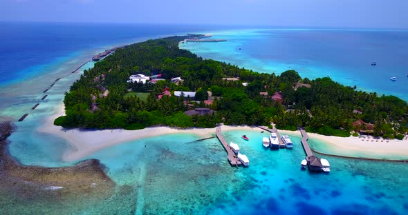 Daytime drone abstract view of a summer white paradise sand beach and turquoise sea background in vi alt
