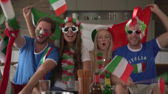 Four Happy Italian soccer Fans