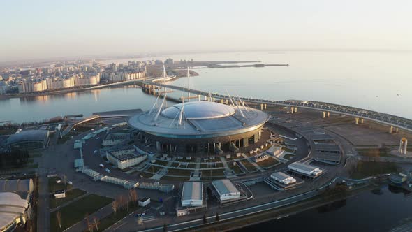 Aerial View of the Stadium Zenit Arena and ZSD Wighway