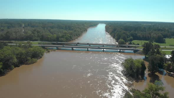 drone shots of river flooding of the cape fear river alt