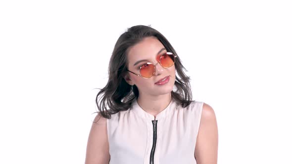 Sexy Young Woman Wearing Fashion Sunglasses